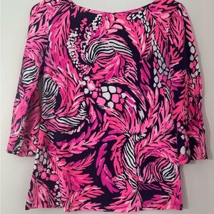 Lilly Pulitzer Pink and Black Patterned Blouse